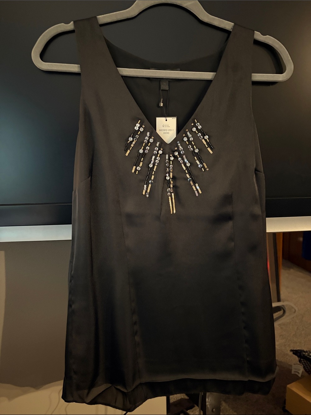 Banana Republic Black Beaded Satin Camisole